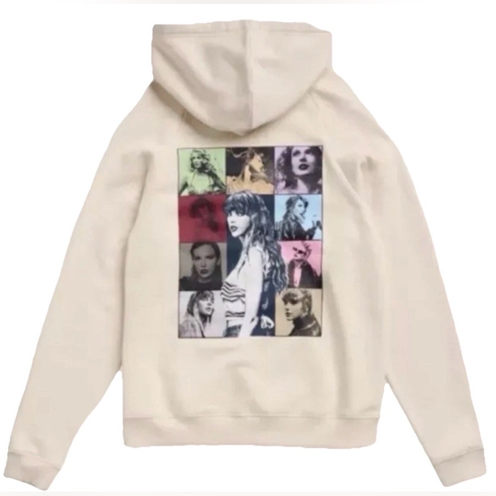 Authentic TAYLOR SWIFT 2023 Eras Tour Cream Hoodie Adult Relaxed Size: LARGE NEW